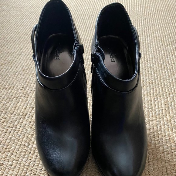 Reba Leather Heel Booties w/Buckle - Picture 3 of 5